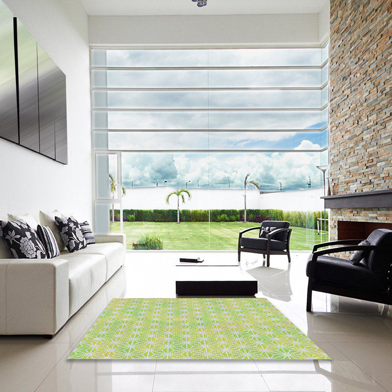 Tapis vert à motif géométrique Satterblanc, Carré 6 pi