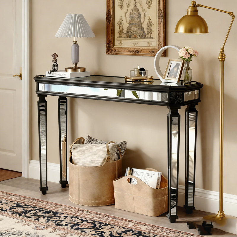 Console à miroir, Noir / argenté