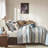 Luxurious Cal King Blue Bedding Sets, Soft Polyester, Classic Design For Home