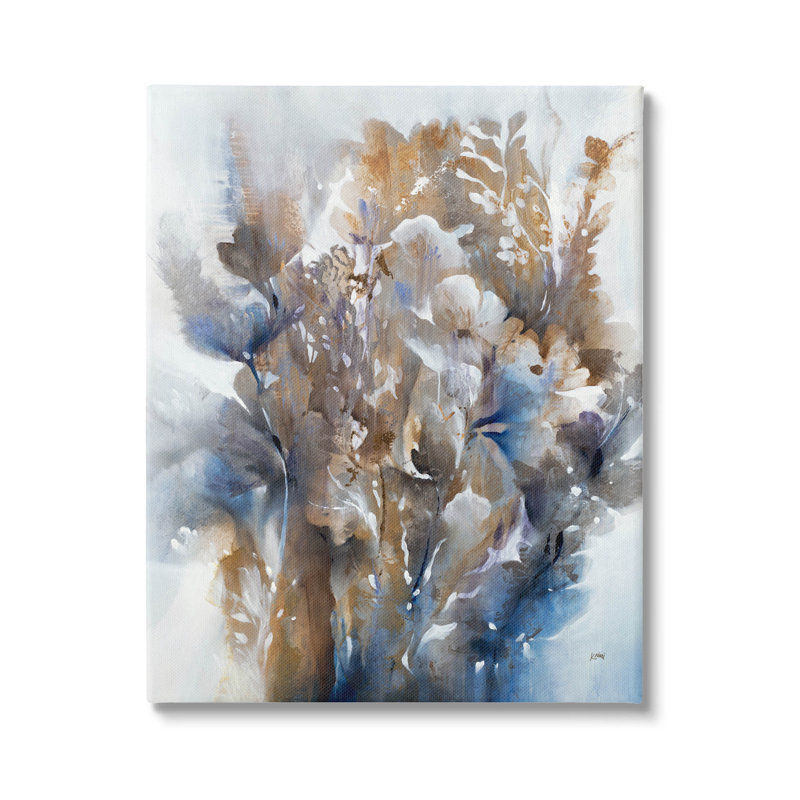 Art moderne sur toile, composition de bouquets de fleurs modernes par K. Nari, H 30 po x l 24 po x P 1,5 po