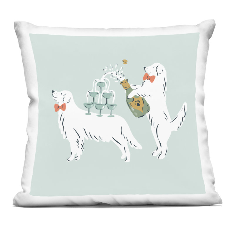 Coussin décoratif imprimé "Popping Dogs" par Krissy Mast