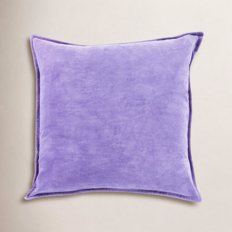 Oreiller 100% coton Edgar Square, Mauve, Housse de coussin seulement - sans coussin, H 18 po x l 18 po