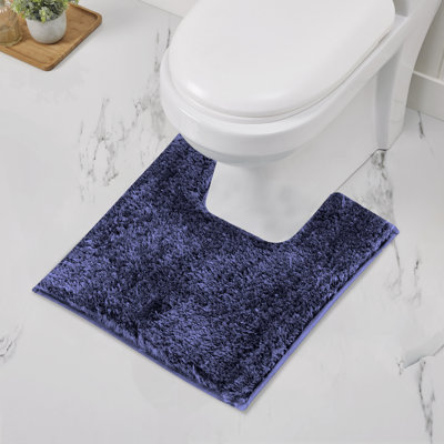 Better Trends 100% Polyester Luxury Plush Contour Mat Soft Absorbent U-shaped Non Slip Bath Rug Navy