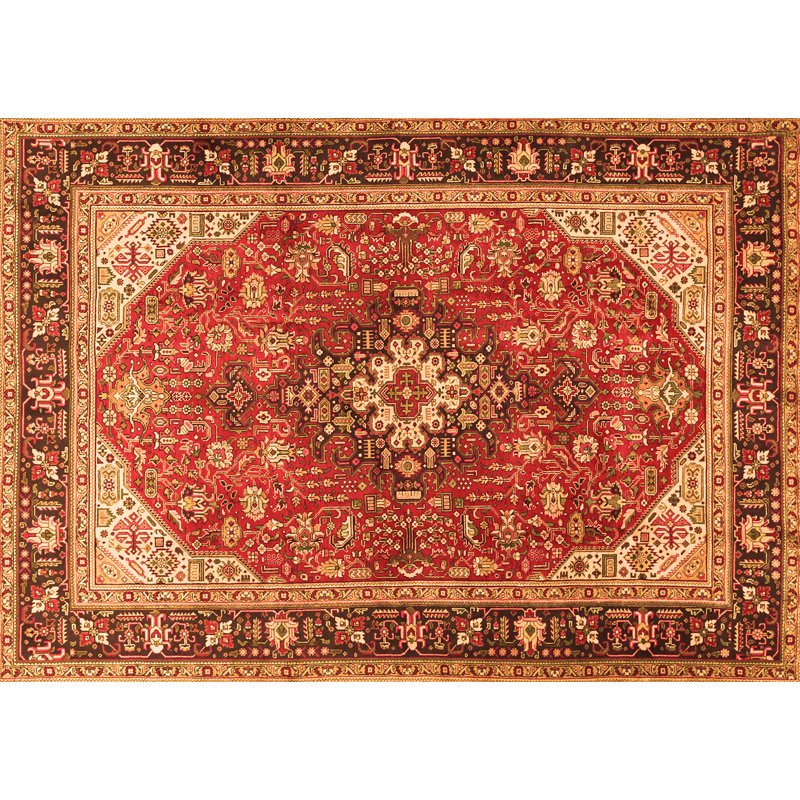 Tapis oriental oriental rouge / beige / brun 2 pi x 3 pi fabriqué à la machine
