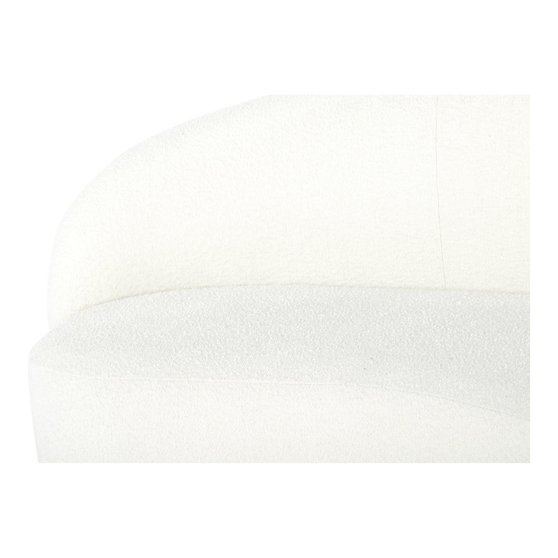 82.25" Round Arm Curved Loveseat, White Boucle