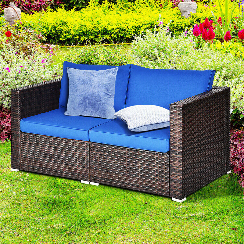 Chaise de patio avec coussins Ariyeh, Bleu marine