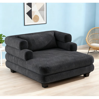 Oversized Chaise Lounge Modern Comfy Lounger Chenille Upholstered Sofa Bed