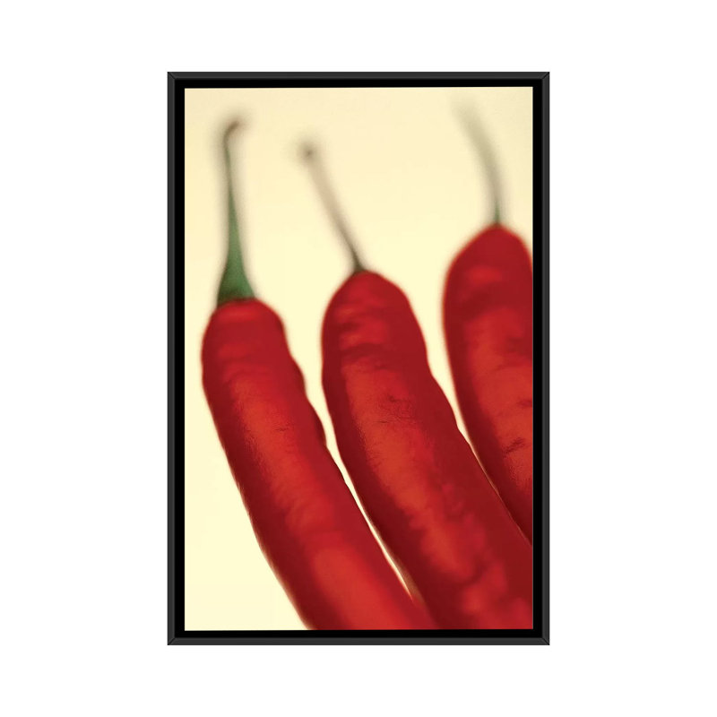 « chili », impression sur toile, H 26 po x l 18 po x P 1,5 po, Toile avec cadre noir, Pas de tapis