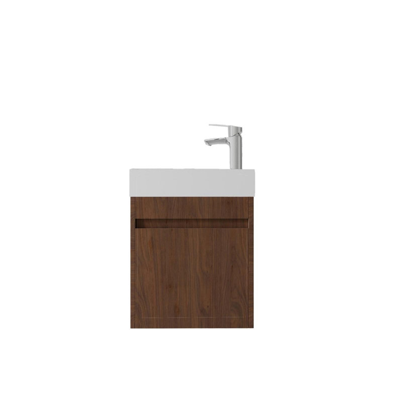 Ensemble de meuble-lavabo mural 18 po avec lavabo et portes à fermeture en douceur pour petites salles de bain, Brown