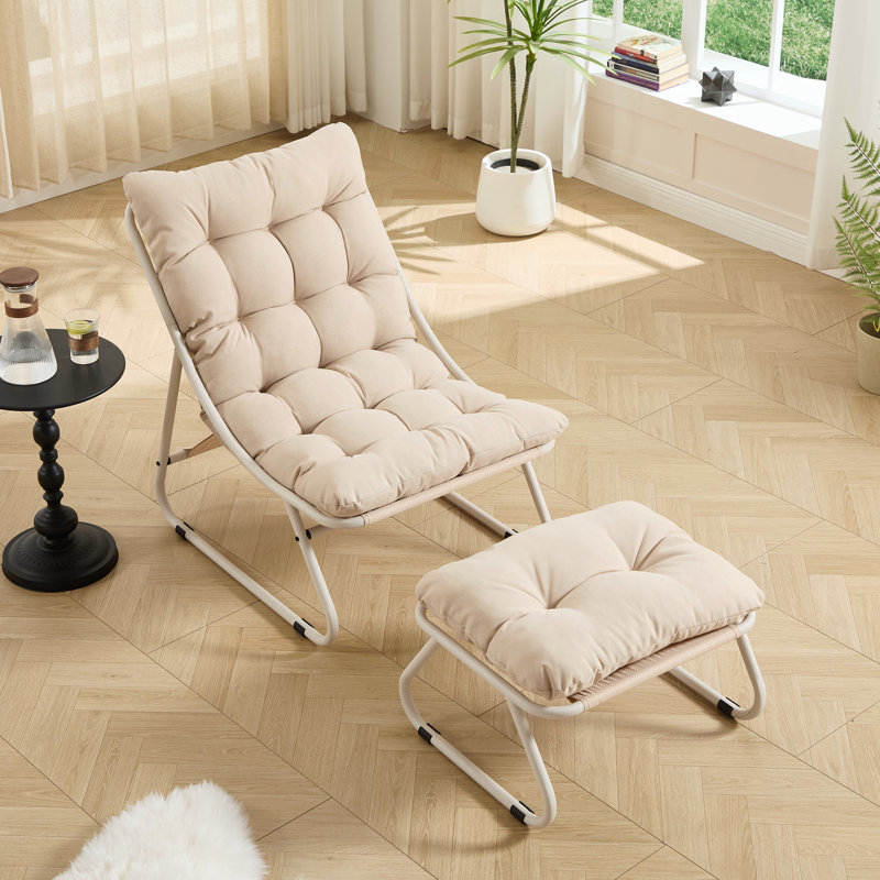Méridienne avec repose-pieds, Beige