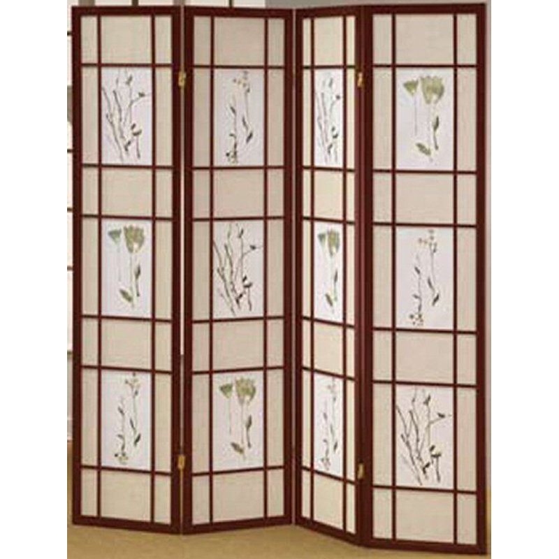 Boothbay Solid Wood Folding Room Divider, 4, Cherry