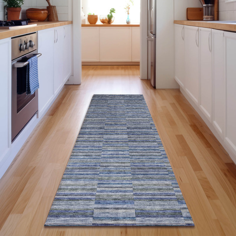 Premium Machine Washable Prisco Navy Rug, Runner 2'3" x 7'6"
