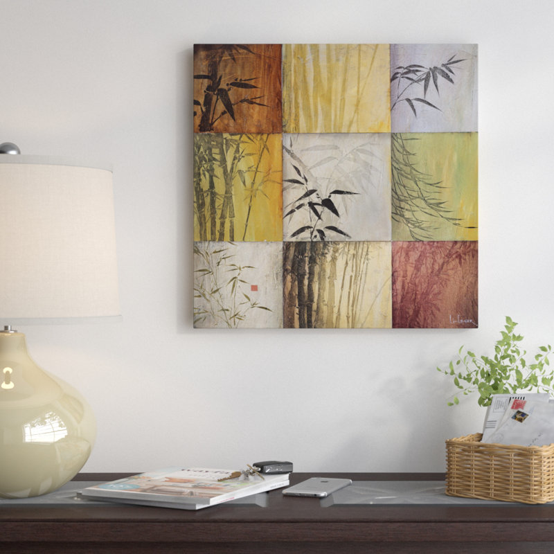 « bambou neuf patch ii », reproduction d’art sur toile tendue, H 18 po x l 18 po x P 1,5 po, Toile avec cadre noir
