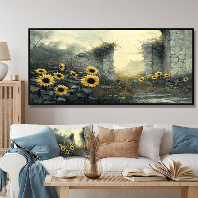Dorrie, tournesols parmi les ruines à la campagne - Tournesols, art mural