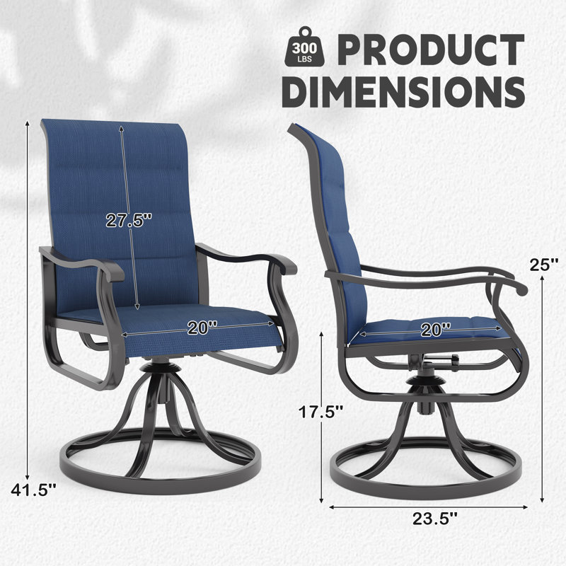 Ensemble de 6 chaises de patio Derrald, Bleu