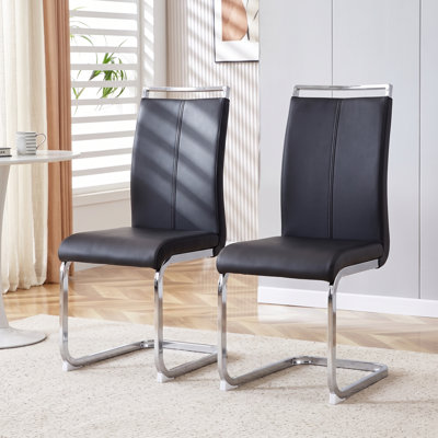 Chaises de salle à manger cantilever modernes en similicuir avec base chromée (paquet de 2)