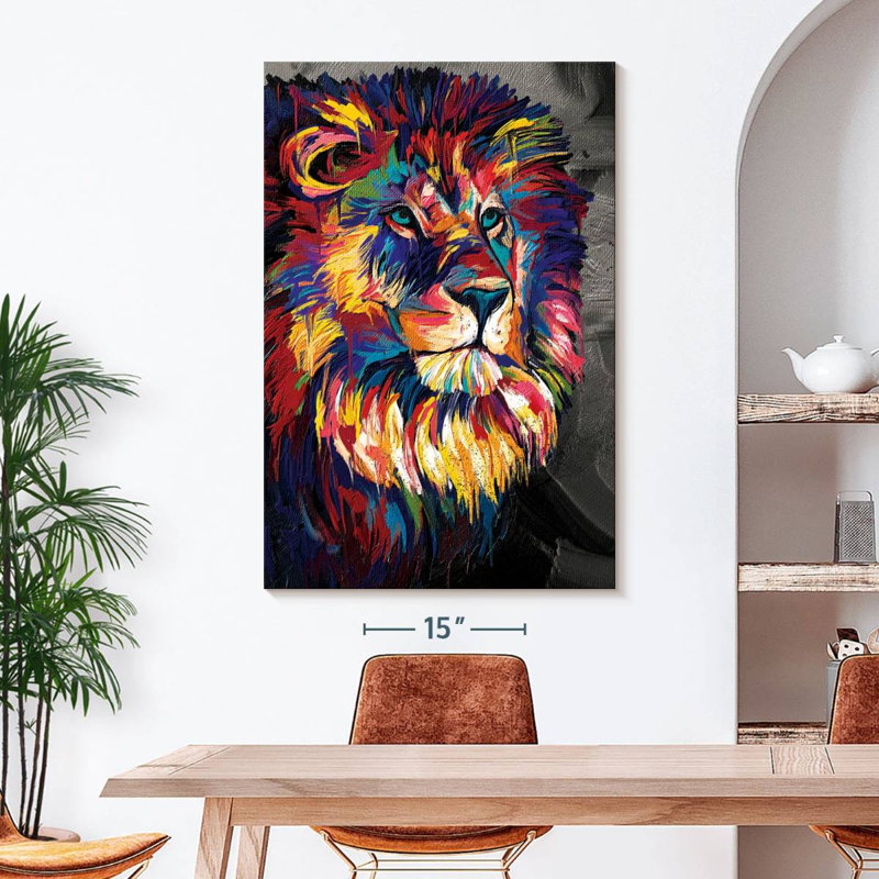 «Majestic Lion Abstract Color», reproduction sur toile, H 48 po x l 32 po x P 1,25 po