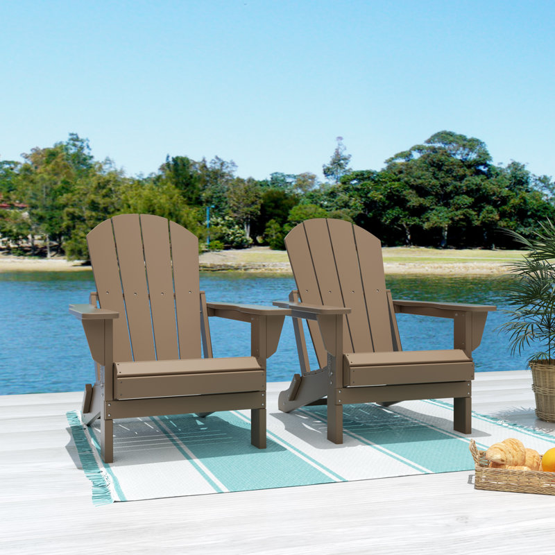 Laguna Foldable Outdoor Adirondack Set, Brown