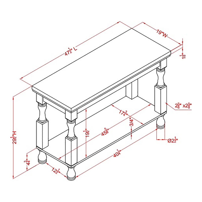 47.5'' Console Table, Black