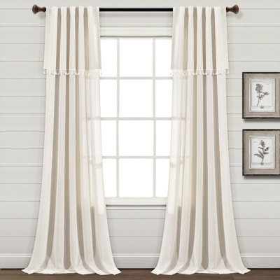 Cotton Blend Semi Sheer Curtain Pair
