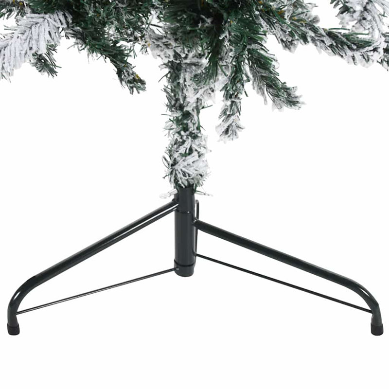Moitié de sapin de Noël artificiel avec support, 70,9 po x 19,3 po, Blanc/vert