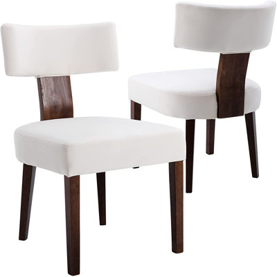 Inelda Upholstered Linen Dining Chairs with Wood Legs