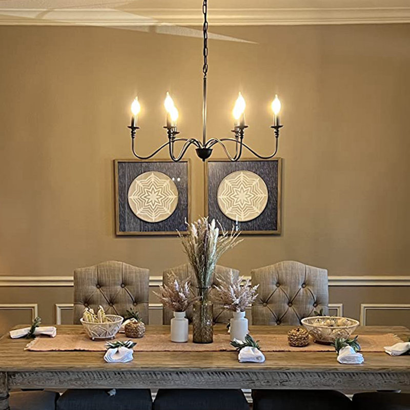 Lustre classique en fer 6 lumières Enspijk, Noir mat
