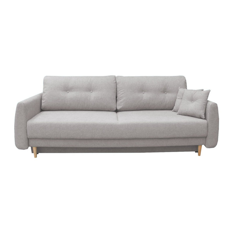Nord Sofa Bed Sleeper With Storage And 2 Throw Pillows, Light Gray Polyester