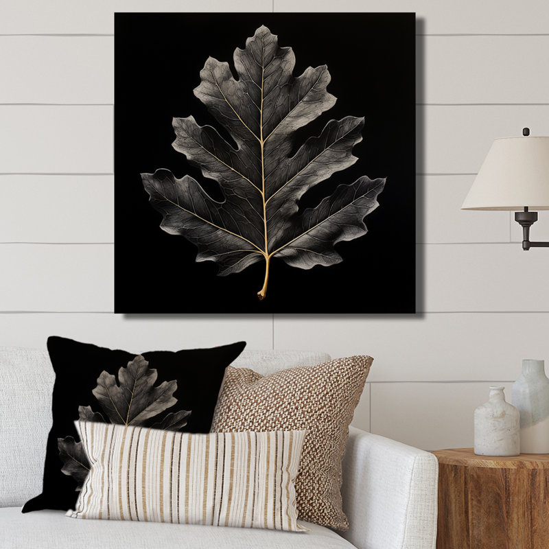 Feuille de chêne noir onyx, H 30 po x l 30 po x P 1 po, Toile tendue