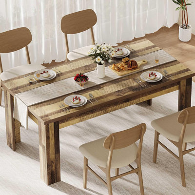 71" Farmhouse Dining Table for 6-8 – Rustic Gray 1.8m Large Rectangular Kitchen Table with Thick Top and Sturdy Wide Legs – Heavy-Duty Wood Furniture – 1.8 Meters, 18 Board Gray