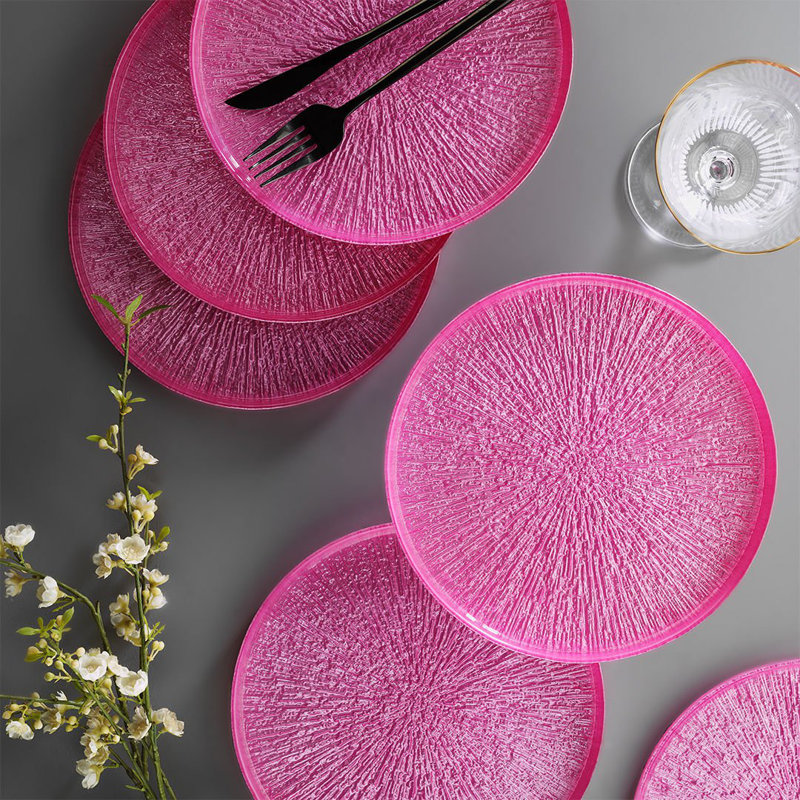Fecra Rita 6 Piece Glass Serveware Set, Pink