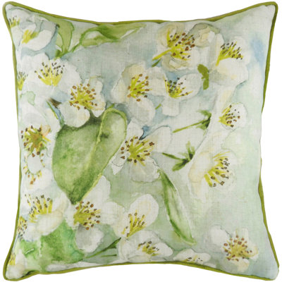 Floral Green Square Throw Pillow Cover