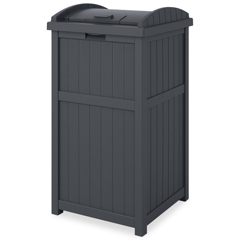 Suncast 30 Gallon Manual Lift Trash Hideaway Container, Cyberspace