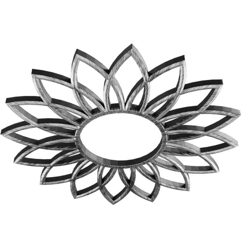 38 po x 38 pi x P 1 1/4 po x P 1 po médaillon de plafond architectural en PVC de qualité architecturale, argent antique