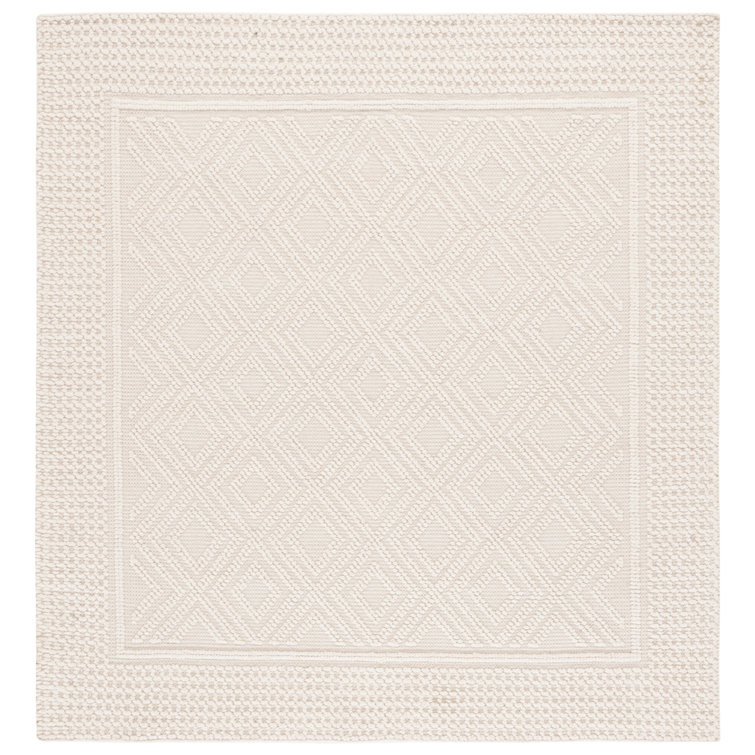 Connellsville Hand Woven Wool/Cotton Geometric Rug in Ivory