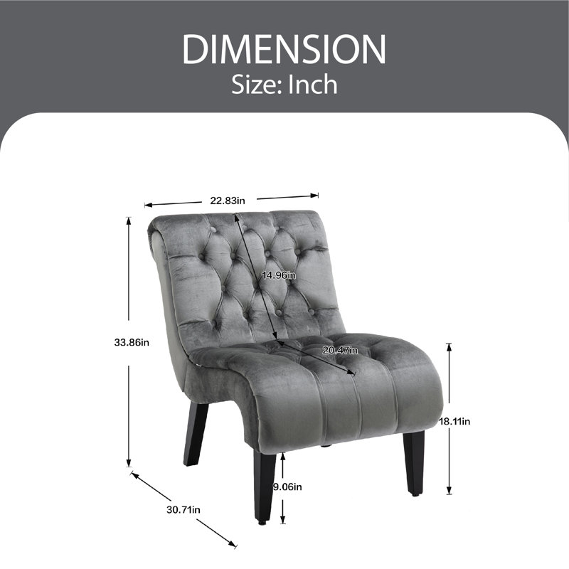 Guendalina Velvet Accent Chair, Gray Velvet