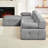 Mercer41 100.4” Velvet L-Shaped Modular Cloud Couch with Reversible Ottoman,4 Seater Button Ring Tufted Combination Sofa for Living Room-1036517337