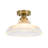 1-Light Fruit Bowl-shape Ribbed Glass Semi-flush Mount