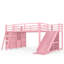 Lit mezzanine simple en métal avec glissière et échelle, lit mezzanine pour enfants avec tiroirs de rangement, tringle suspendue et lumières DEL - Cadre de lit peu encombrant pour les adolescents, rose-112106725