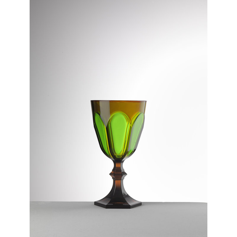 Eau de palme 9 oz. Verre à pied en acrylique, Ambre / vert