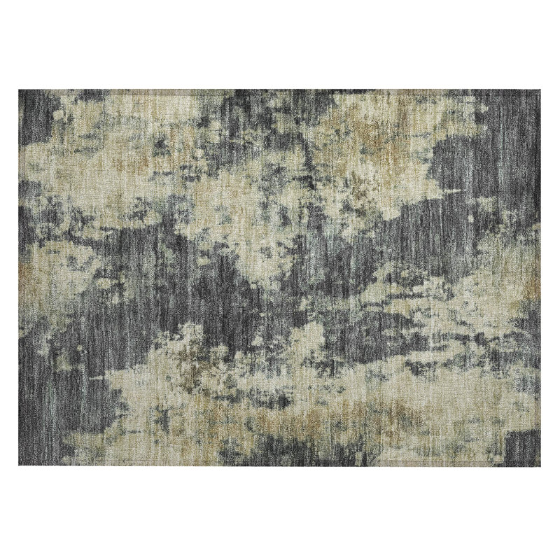 Machine Washable Indoor/Outdoor Xhevrie Gray Rug, Rectangle 1'8" x 2'6"