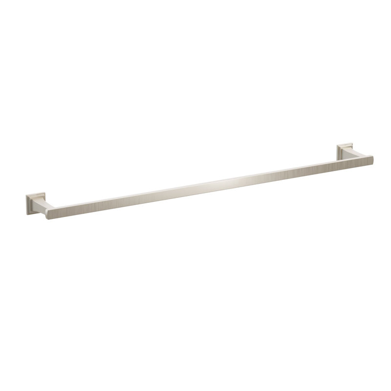 Barre à serviettes évasée transitionnelle 9 po avec rosette carrée Emtek, H 1,625 po x L 31,34 po x P 3,125 po, Nickel satiné
