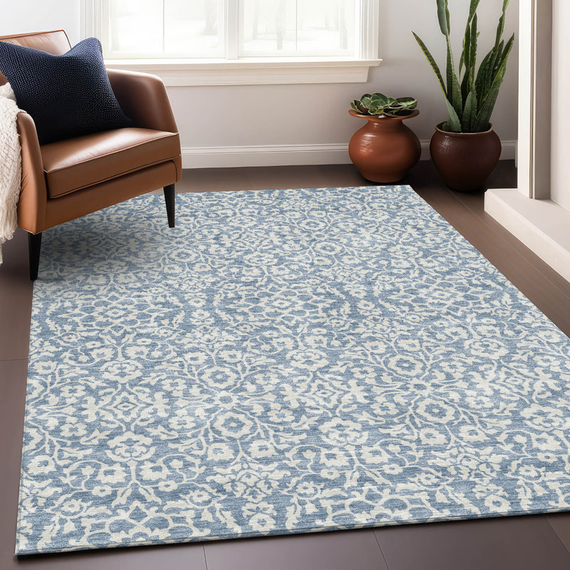 Premium Machine Washable Prisco Denim Rug, Rectangle 5' x 7'6"