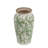 White Ceramic Flower Vase with Green Floral Pattern-2044132113