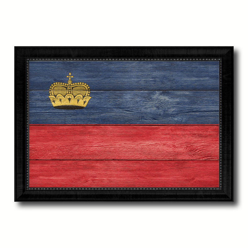 « liechtenstein country flag », impression sur toile encadrée, H 21 po x l 30 po x P 1 po, Encadrement noir