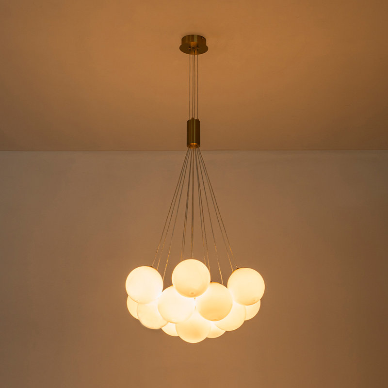 Quinshay 13-Light Dimmable Opal Glass Bubble Chandelier