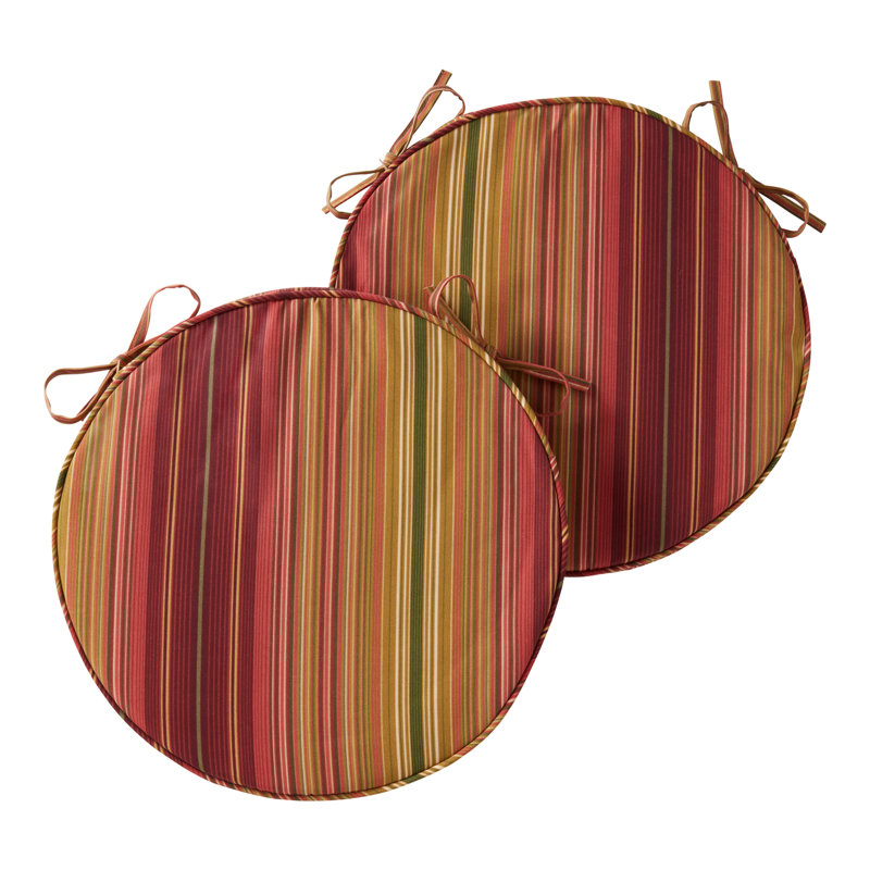 Outdoor Round Dining Chair Seat Pad, Kinnabari Stripe