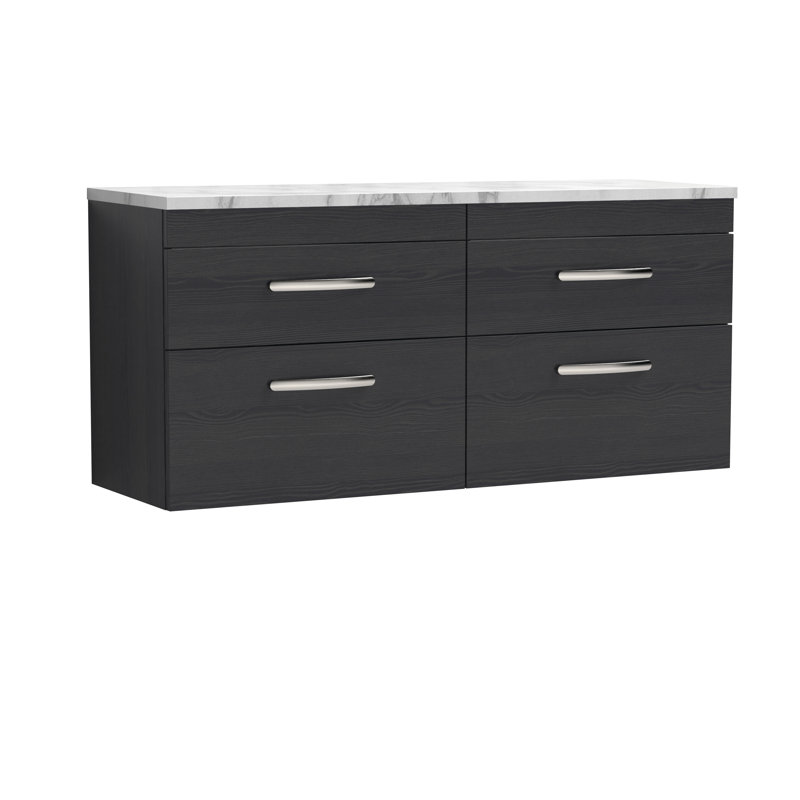 Athena 120.5cm Double Bathroom Vanity Base Only, Charcoal Black Woodgrain