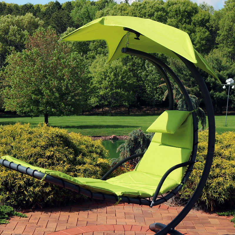 Outdoor 2" Hanging Lounger Replacement Cushion and Umbrella Set - Apple Green, Green