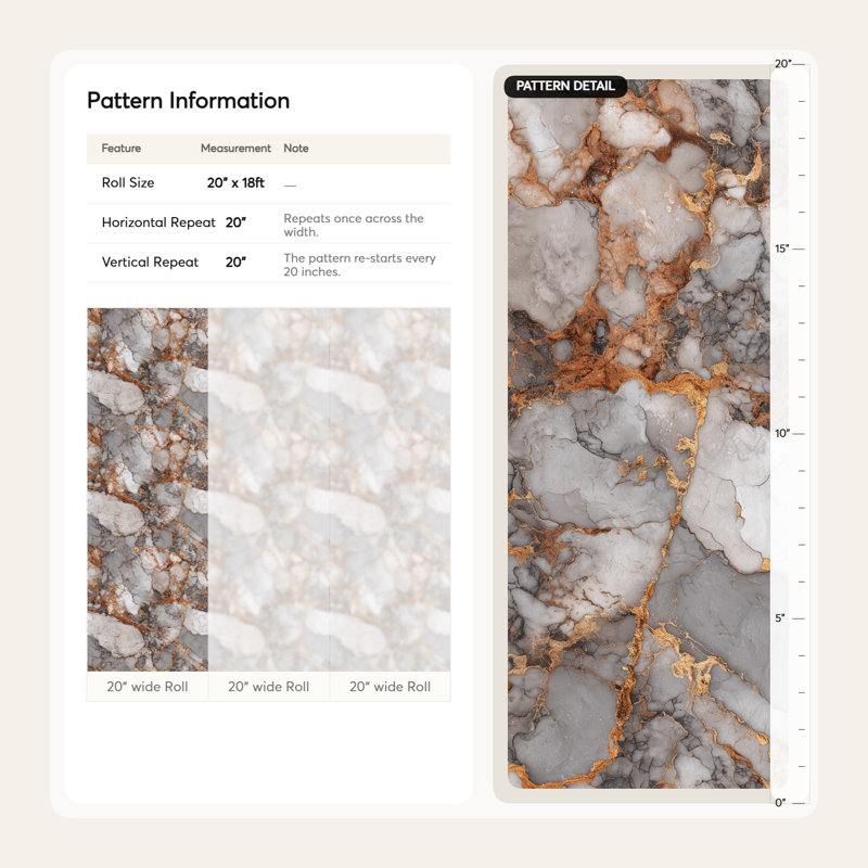 Marble Wallpaper Texture Removable Gray Wall Double Roll